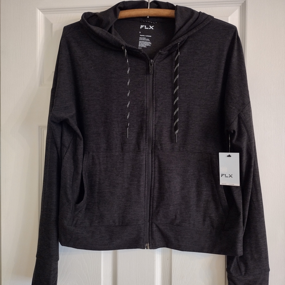 FLX Travel Women's Dark Gray/ Black Zip-Up Hoodie